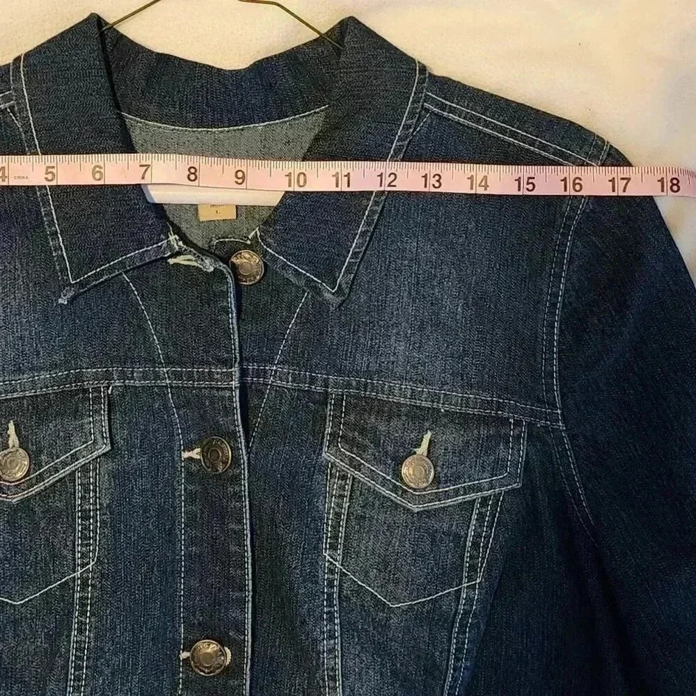 Nine West Vintage America Collection Denim Jean Jacket Womens L - Picture 4 of 7